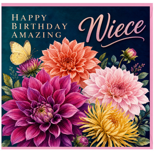 Niece Birthday Card, Happy Birthday Amazing Niece Floral Card