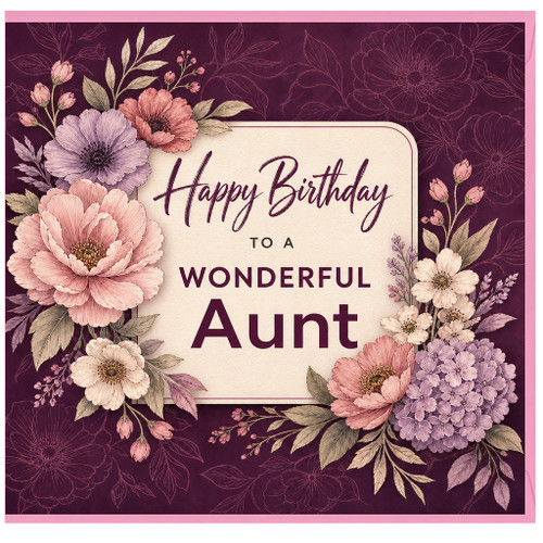 Aunt Birthday Card, To a Wonderful Aunt Floral Happy Birthday Card