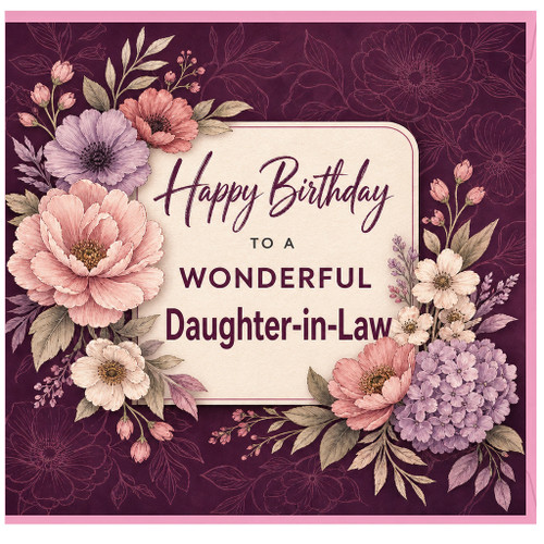 Daughter - in - Law Birthday Card, Happy Birthday to a Wonderful Daughter - in - Law Floral Card