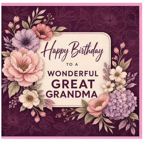 Great Grandma Birthday Card, Wonderful Floral Birthday Card