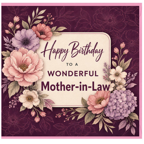 Mother - in - Law Birthday Card, Happy Birthday to a Wonderful Mother - in - Law Floral Card