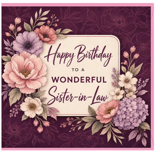 Sister - in - Law Birthday Card, Wonderful Floral Happy Birthday Card