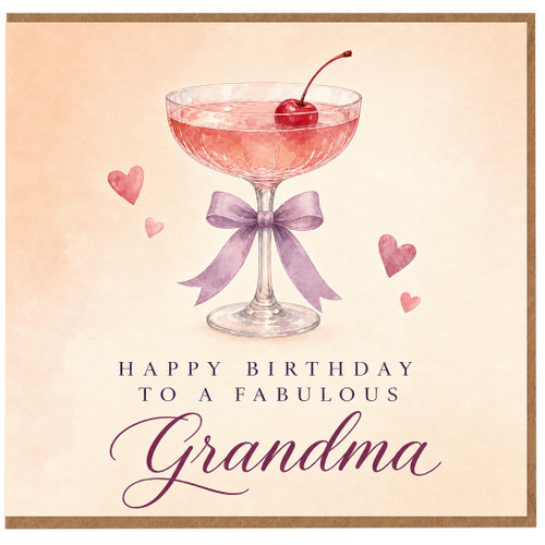 Grandma Birthday Card, Happy Birthday to a Fabulous Grandma Cocktail Hearts Design