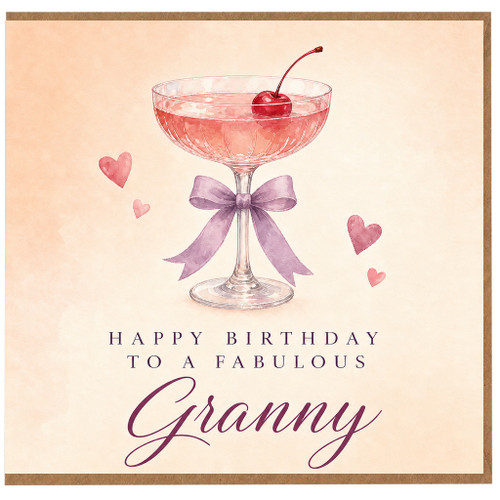 Granny Birthday Card, Happy Birthday to a Fabulous Granny Cocktail Design