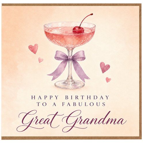 Great Grandma Birthday Card, Happy Birthday to a Fabulous Great Grandma Cocktail Design