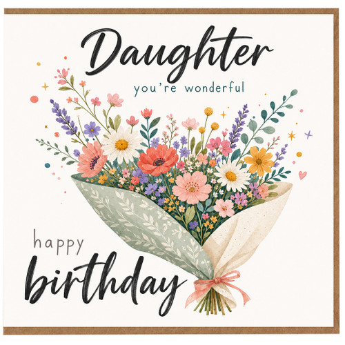 Daughter Birthday Card, Happy Birthday to a Wonderful Daughter Floral Bouquet Card