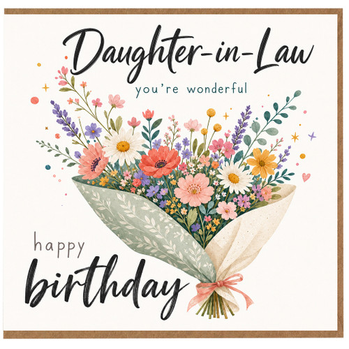 Daughter - in - Law Birthday Card, Happy Birthday Floral Bouquet Card