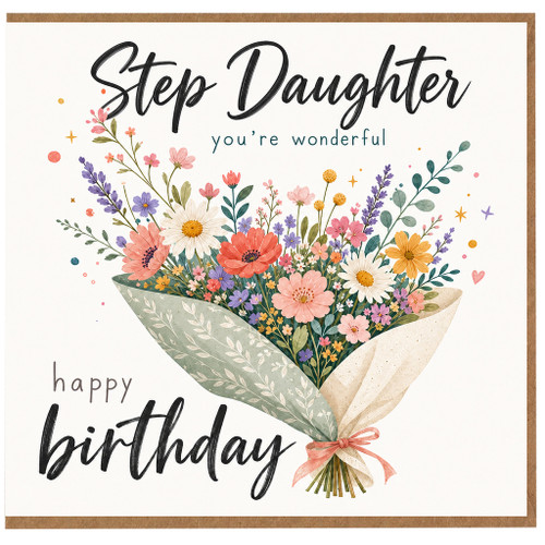 Step Daughter Birthday Card, Happy Birthday Floral Bouquet Card