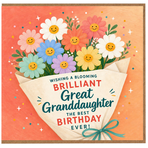 Great Granddaughter Birthday Card, Blooming Brilliant Floral Birthday Card for Great Granddaughter