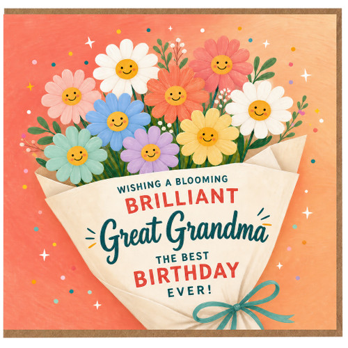 Great Grandma Birthday Card, Wishing a Blooming Brilliant The Best Birthday Ever Floral Card
