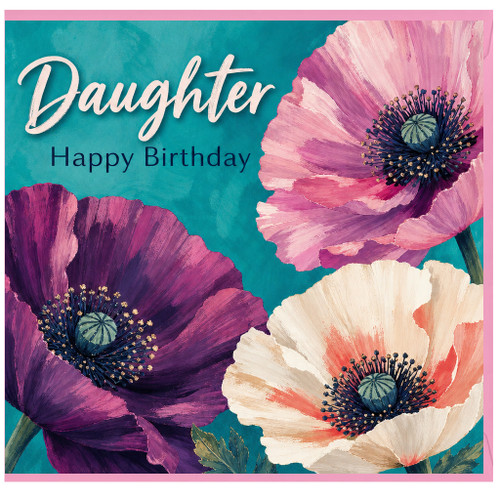 Daughter Happy Birthday Card, Floral Poppy Birthday Card