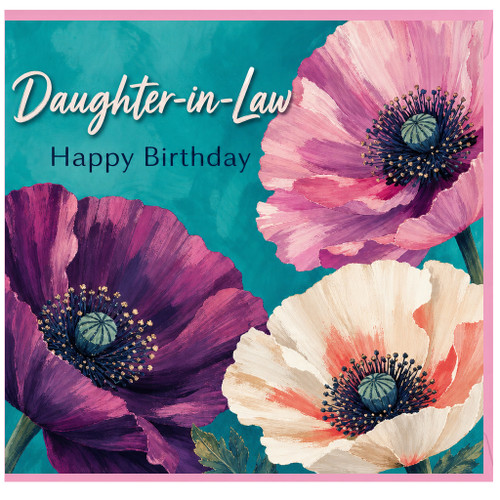 Daughter - in - Law Birthday Card, Floral Happy Birthday Card