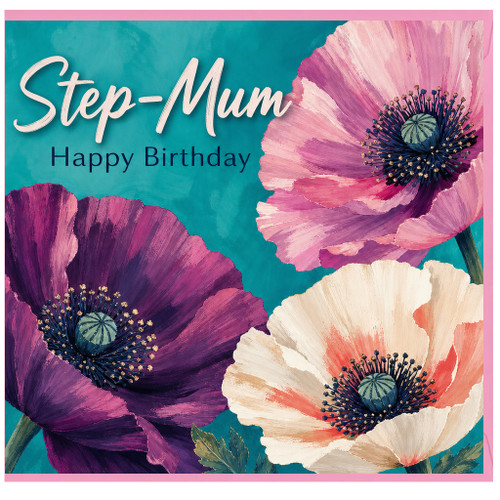 Step - Mum Happy Birthday Card, Floral Birthday Card for Step Mum
