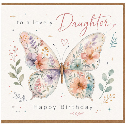 Daughter Happy Birthday Card, To a Lovely Daughter Floral Butterfly Birthday Card