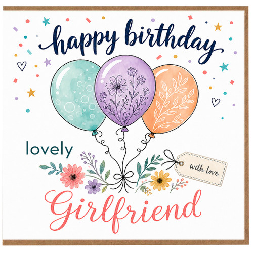 Girlfriend Birthday Card, Lovely Happy Birthday Card for Girlfriend