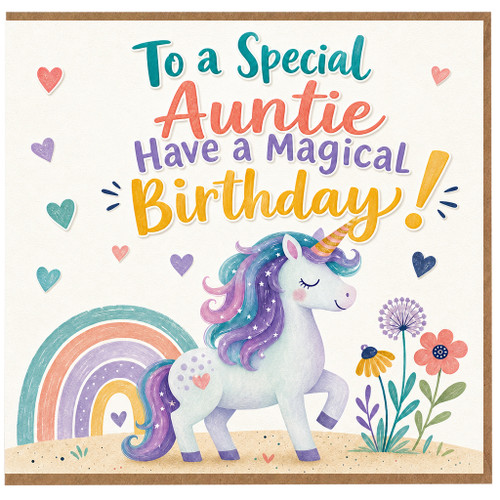Auntie Birthday Card, Have a Magical Birthday Unicorn Card