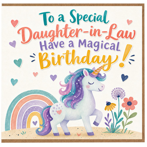 Daughter - in - Law Birthday Card, Magical Unicorn Birthday Card