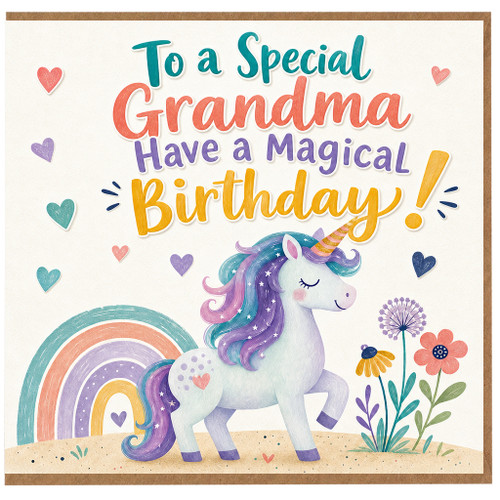 Grandma Birthday Card, Magical Unicorn Design
