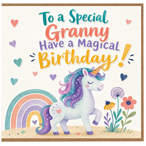 Granny Birthday Card, Magical Unicorn Birthday Card for Granny