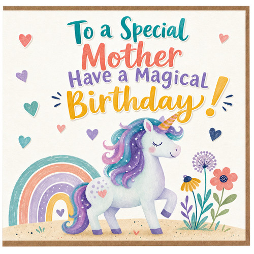 Mother Birthday Card, Special Mother Magical Unicorn Birthday Card