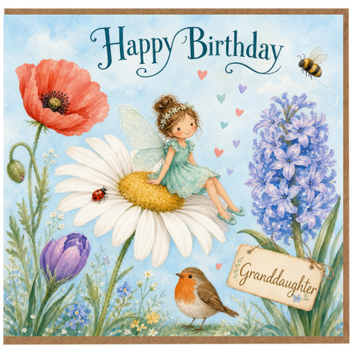 Granddaughter Birthday Card, Happy Birthday Fairy Floral Card