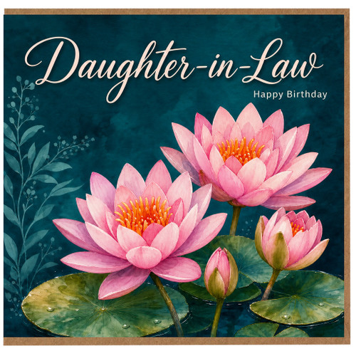 Daughter - in - Law Birthday Card, Happy Birthday Floral Lotus Card