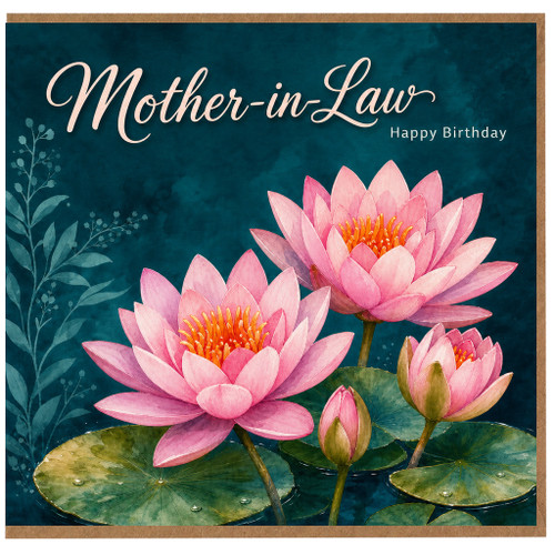 Mother - in - Law Birthday Card, Pink Lotus Flower Happy Birthday Card