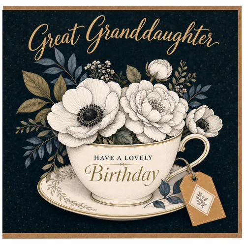 Great Granddaughter Birthday Card, Have a Lovely Birthday Floral Teacup Design