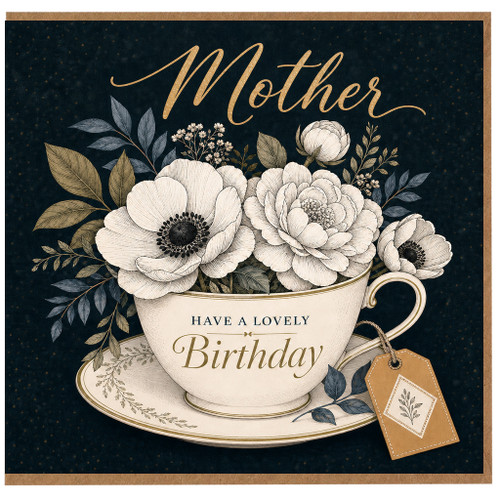 Mother Birthday Card, Have a Lovely Birthday Floral Teacup Design