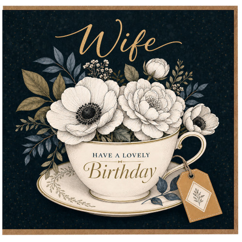 Wife Birthday Card, Have a Lovely Birthday Floral Teacup Card