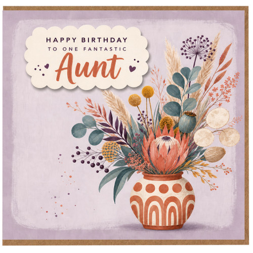 Aunt Birthday Card, Happy Birthday to One Fantastic Aunt Floral Vase Design