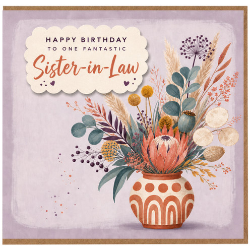 Sister - in - law Birthday Card, Happy Birthday to One Fantastic Sister - in - law Floral Vase Design