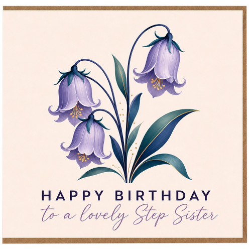 Step Sister Happy Birthday Card, Elegant Purple Floral Birthday Card