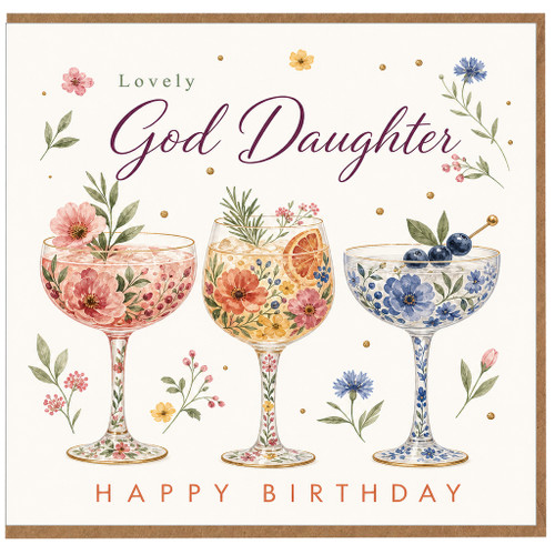 God Daughter Birthday Card, Lovely Good Daughter Floral Happy Birthday Card