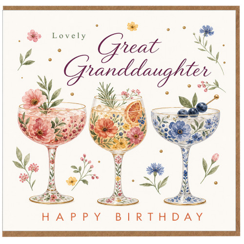 Great Granddaughter Birthday Card, Lovely Floral Happy Birthday Card for Great Granddaughter