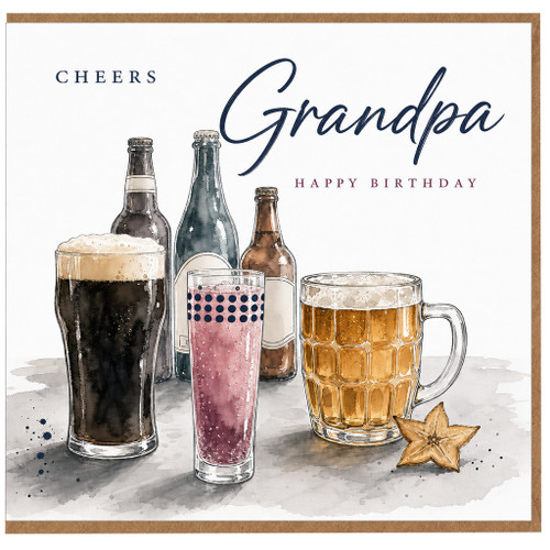 Grandpa Birthday Card, Cheers Happy Birthday Beer Card