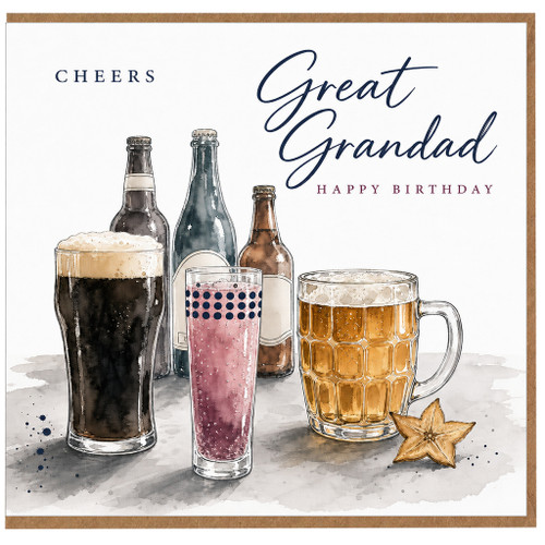 Great Grandad Birthday Card, Cheers Happy Birthday Card