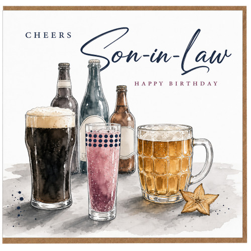 Son - in - Law Happy Birthday Card, Cheers Beer Birthday Card