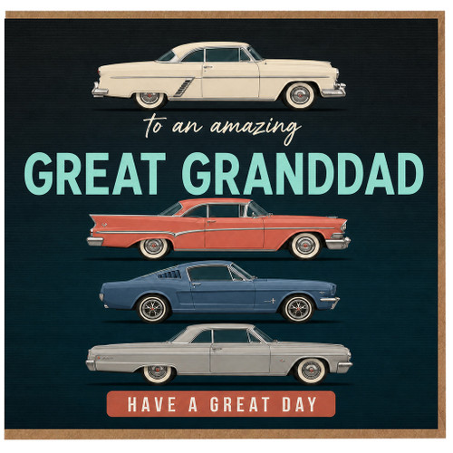 Great Granddad Birthday Card, To an Amazing Great Granddad Birthday Card, Classic Car Greeting Card
