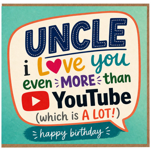 Uncle Birthday Card, Funny YouTube Themed Happy Birthday Card