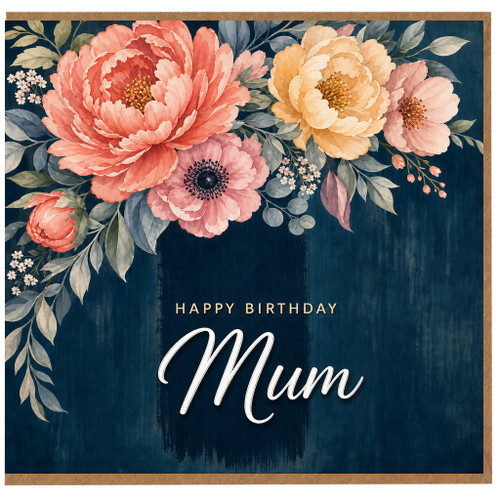 Happy Birthday Mum Card, Floral Birthday Card for Mum