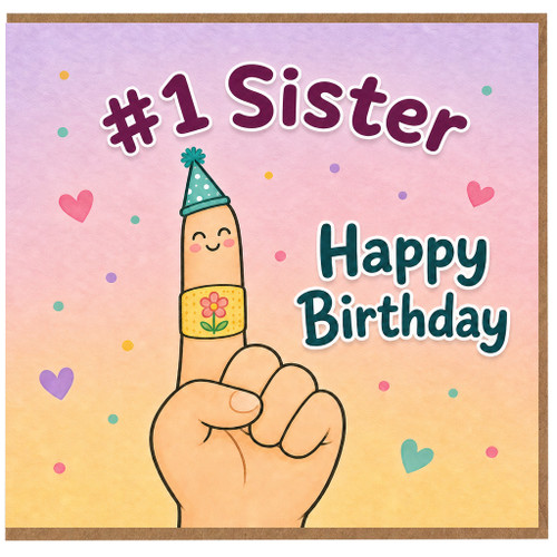 #1 Sister Happy Birthday Card, Cute Birthday Card for Sister