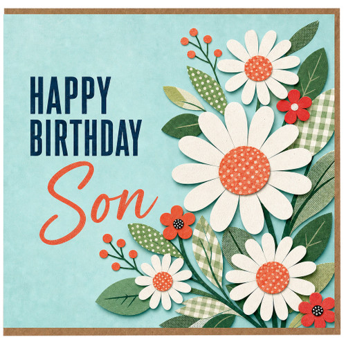 Son Happy Birthday Card, Floral Birthday Card for Son