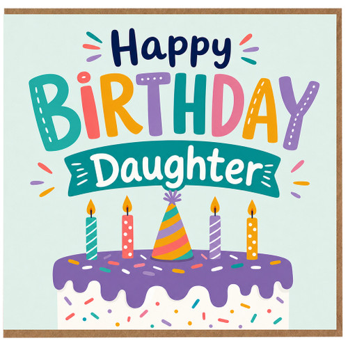 Daughter Birthday Card, Happy Birthday Daughter Card with Cake and Candles