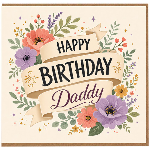 Daddy Birthday Card, Happy Birthday Daddy Floral Card