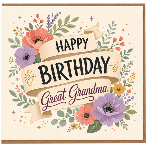 Great Grandma Birthday Card, Floral Happy Birthday Card for Grandma