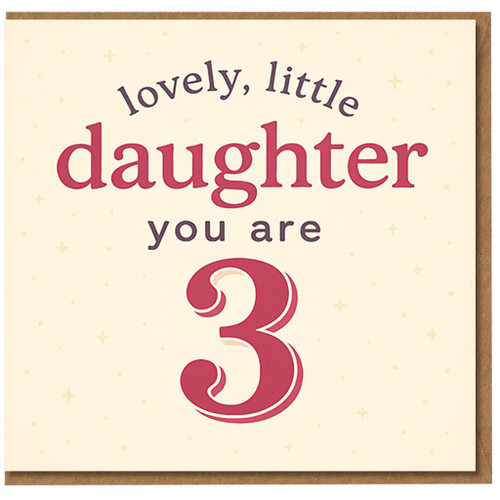 Daughter 3rd Birthday Card - Lovely Little Daughter You Are 3 - Cute Starry Pastel Design for Girls Age 3