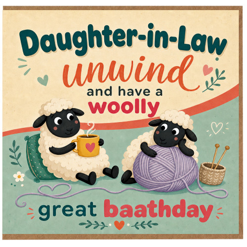 Daughter - in - Law Birthday Card, Unwind and Have a Woolly Great Birthday Sheep Card
