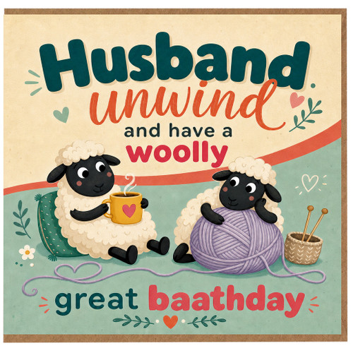 Husband Birthday Card, Unwind and Have a Woolly Great Baathday Card