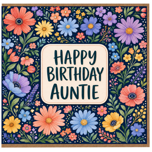Auntie Birthday Card, Floral Happy Birthday Auntie Card